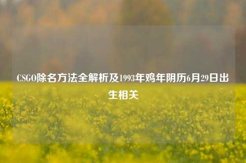 CSGO除名方法全解析及1993年鸡年阴历6月29日出生相关