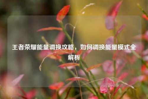 王者荣耀能量调换攻略,如何调换能量模式全解析