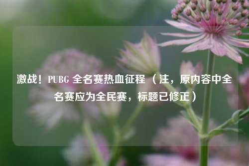 激战！PUBG 全名赛热血征程 （注，原内容中全名赛应为全民赛，标题已修正）