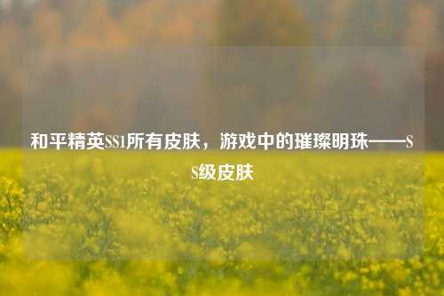 和平精英SS1所有皮肤，游戏中的璀璨明珠——SS级皮肤