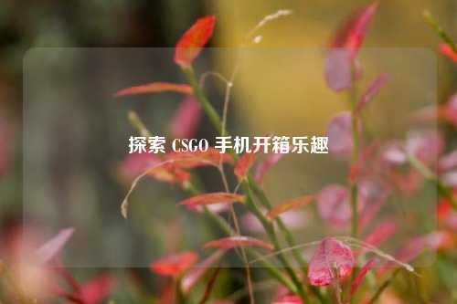 探索 CSGO 手机开箱乐趣