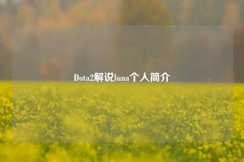 Dota2解说luna个人简介