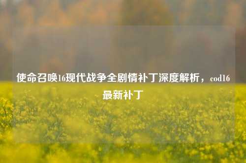 使命召唤16现代战争全剧情补丁深度解析，cod16最新补丁