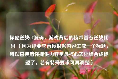探秘逆战CT源码,游戏背后的技术基石逆战代码 (因为你要求直接根据内容生成一个标题,所以直接用你提供内容里最核心表述组合成标题了,若有特殊要求可再调整)