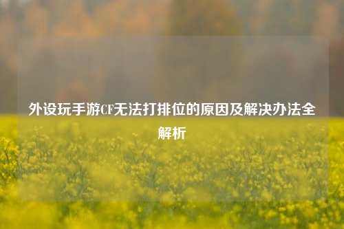 外设玩手游CF无法打排位的原因及解决办法全解析