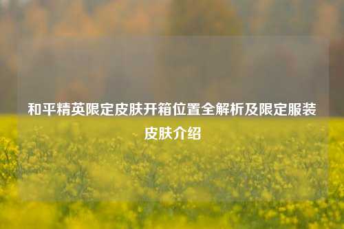 和平精英限定皮肤开箱位置全解析及限定服装皮肤介绍