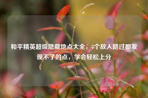 和平精英超级隐藏地点大全，7个敌人路过都发现不了的点，学会轻松上分