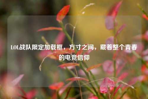 LOL战队限定加载框，方寸之间，藏着整个青春的电竞信仰