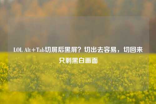 LOL Alt+Tab切屏后黑屏？切出去容易，切回来只剩黑白画面