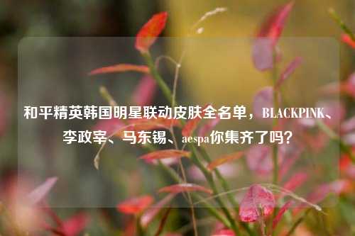 和平精英韩国明星联动皮肤全名单,BLACKPINK、李政宰、马东锡、aespa你集齐了吗?