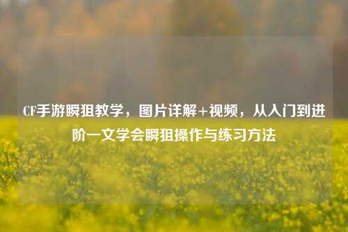 CF手游瞬狙教学，图片详解+视频，从入门到进阶一文学会瞬狙操作与练习方法