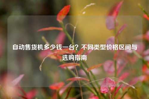 自动售货机多少钱一台?不同类型价格区间与选购指南