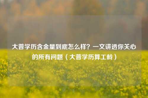 大普学历含金量到底怎么样？一文讲透你关心的所有问题（大普学历算工龄）