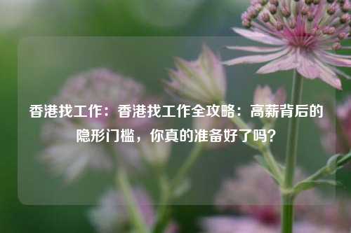 香港找工作：香港找工作全攻略：高薪背后的隐形门槛，你真的准备好了吗？